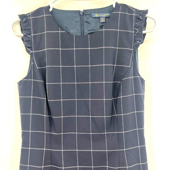 Brooks Brothers Navy Window Pane Shift Dress Wool Blend Women's 6 P - Picture 2 of 6
